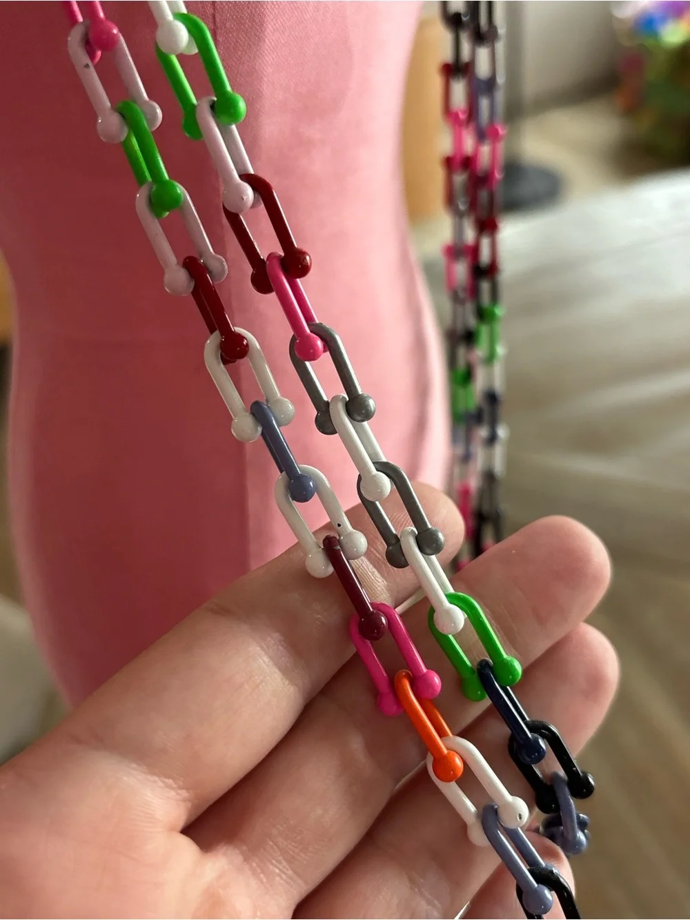 Karli Buxton Colorful Multi-Chain Link Necklace — Pink, Green, Yellow & More